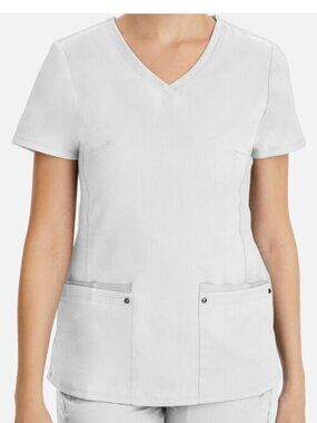 Purple Label 2245  by Healing Hands Women's Juliet V-Neck Yoga Scrub Top - White